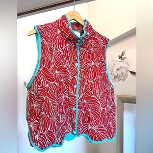 Red and Teal Patterned Spring Vest